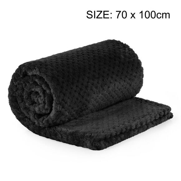 Flannel Fleece Bed Blankets Microfiber 330GSM Pet (30"x40") Black - Picture 4 of 6